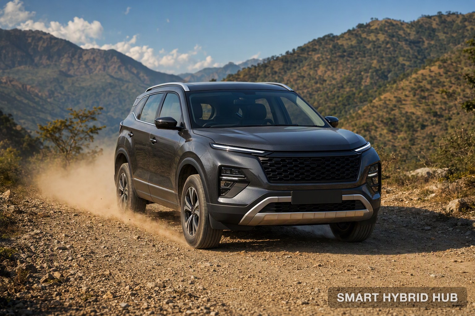 An SUV with all-wheel drive on a loose gravel track